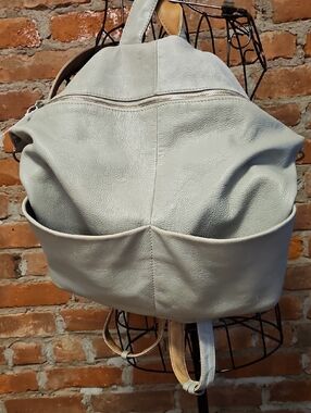 Topshop Sea Foam Green Pebbled Leather Backpack With Shoulder Strap And Hook